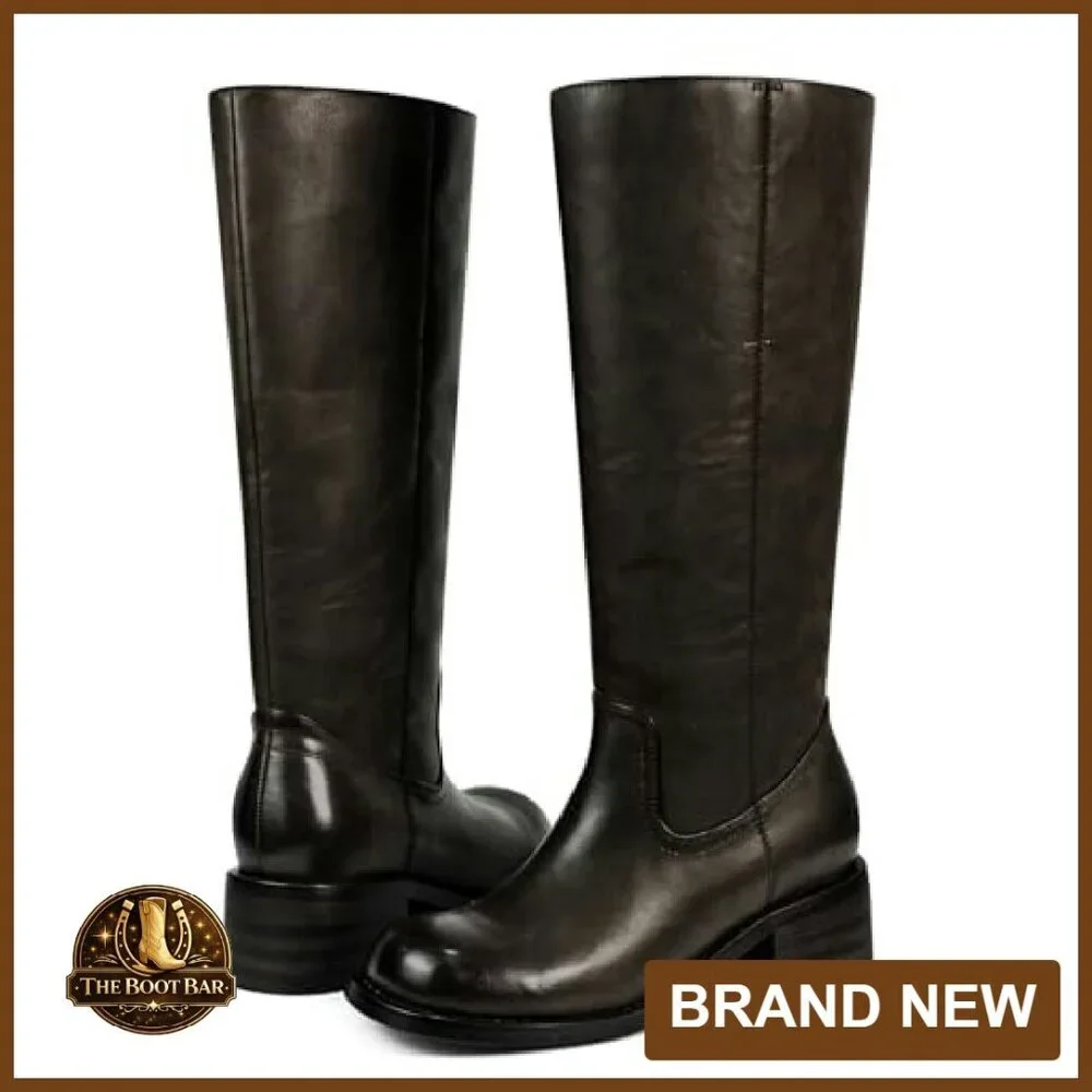 Women's Knee High Boots Square Toe Chunky Block Heel Comfortable Low Heel - Picture 6 of 8